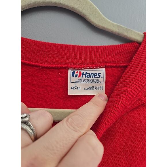 Vtg 80s Hanes Red San Diego Zoo Giant Panda Pullover Sweatshirt Womans Large - Picture 6 of 7